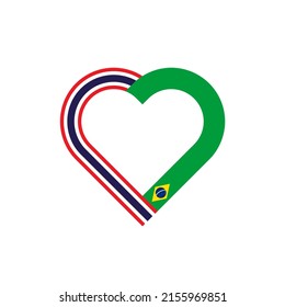 unity concept. heart ribbon icon of thailand and brazil flags. vector illustration isolated on white background