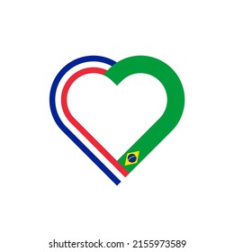 unity concept. heart ribbon icon of france and brazil flags. vector illustration isolated on white background