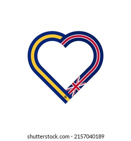 concepto de unidad. icono de la cinta de corazón de barbados y banderas del reino unido. ilustración vectorial aislada en fondo blanco