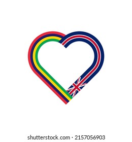 concepto de unidad. icono de la cinta de corazón de mauricio y banderas del reino unido. ilustración vectorial aislada en fondo blanco
