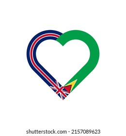 unity concept. heart ribbon icon of united kingdom and guyana flags. vector illustration isolated on white background