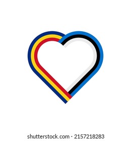 unity concept. heart ribbon icon of romania and estonia flags. vector illustration isolated on white background