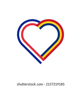 unity concept. heart ribbon icon of france and romania flags. vector illustration isolated on white background
