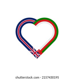 concepto de unidad. icono de la cinta de corazón de las banderas del reino unido y omán. ilustración vectorial aislada en fondo blanco