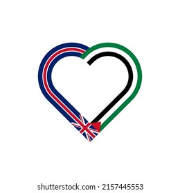 unity concept. heart ribbon icon of united kingdom and palestine flags. vector illustration isolated on white background