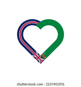 unity concept. heart ribbon icon of united kingdom and turkmenistan flags. vector illustration isolated on white background