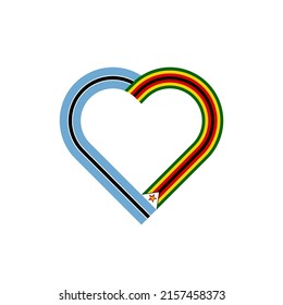 unity concept. heart ribbon icon of botswana and zimbabwe flags. vector illustration isolated on white background