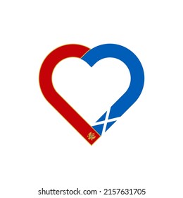 concepto de unidad. icono de la cinta de corazón de montenegro y banderas de escocia. ilustración vectorial aislada en fondo blanco