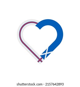 unity concept. heart ribbon icon of faroe islands and scotland flags. vector illustration isolated on white background