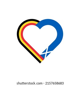 unity concept. heart ribbon icon of belgium and scotland flags. vector illustration isolated on white background