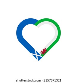 unity concept. heart ribbon icon of scotland and wales flags. vector illustration isolated on white background