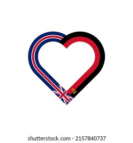 unity concept. heart ribbon icon of united kingdom and angola flags. vector illustration isolated on white background