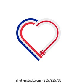 concepto de unidad. icono de la cinta de corazón de las banderas de francia y georgia. ilustración vectorial aislada en fondo blanco
