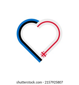 unity concept. heart ribbon icon of estonia and georgia flags. vector illustration isolated on white background