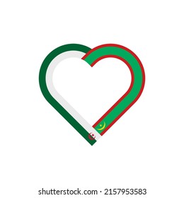 unity concept. heart ribbon icon of algeria and mauritania flags. vector illustration isolated on white background