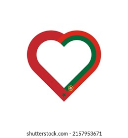 unity concept. heart ribbon icon of morocco and portugal flags. vector illustration isolated on white background