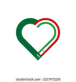 concepto de unidad. icono de la cinta de corazón de las banderas arabia saudita e irán. ilustración vectorial aislada en fondo blanco