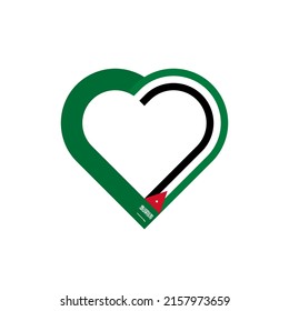 concepto de unidad. icono de la cinta de corazón de las banderas arabia saudita y jordana. ilustración vectorial aislada en fondo blanco