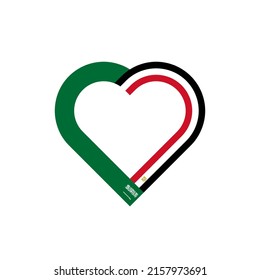 unity concept. heart ribbon icon of saudi arabia and egypt flags. vector illustration isolated on white background