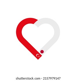 unity concept. heart ribbon icon of turkey and japan flags. vector illustration isolated on white background