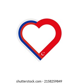 unity concept. heart ribbon icon of russia and turkey flags. vector illustration isolated on white background