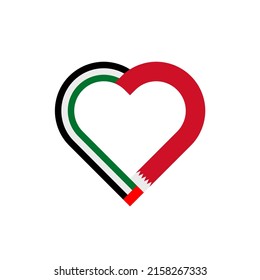 unity concept. heart ribbon icon of united arab emirates and bahrain flags. vector illustration isolated on white background