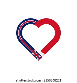 unity concept. heart ribbon icon of united kingdom and bahrain flags. vector illustration isolated on white background