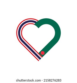 unity concept. heart ribbon icon of thailand and bangladesh flags. vector illustration isolated on white background