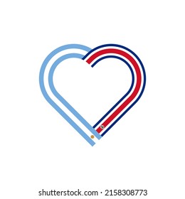 unity concept. heart ribbon icon of argentina and costa rica flags. vector illustration isolated on white background