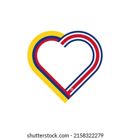 unity concept. heart ribbon icon of colombia and costa rica flags. vector illustration isolated on white background
