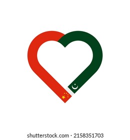 unity concept. heart ribbon icon of china and pakistan flags. vector illustration isolated on white background