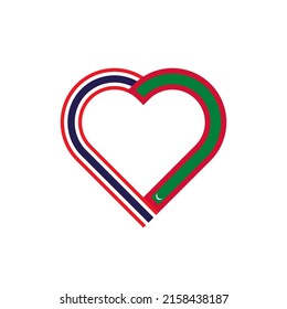concepto de unidad. icono de la cinta de corazón de banderas de tailandia y maldives. ilustración vectorial aislada en fondo blanco