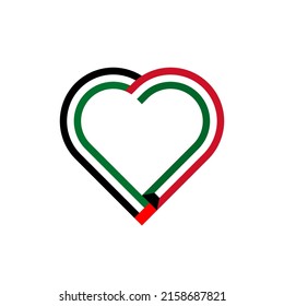 unity concept. heart ribbon icon of united arab emirates and kuwait flags. vector illustration isolated on white background