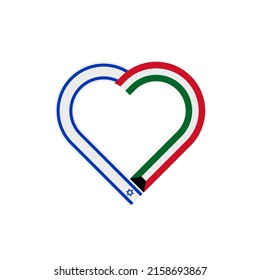 unity concept. heart ribbon icon of israel and kuwait flags. vector illustration isolated on white background