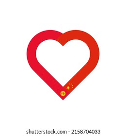 unity concept. heart ribbon icon of kyrgyzstan and china flags. vector illustration isolated on white background