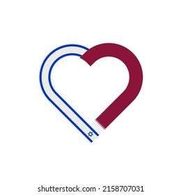 concepto de unidad. icono de la cinta de corazón de las banderas de israel y qatar. ilustración vectorial aislada en fondo blanco