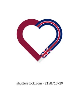 unity concept. heart ribbon icon of qatar and united kingdom flags. vector illustration isolated on white background