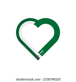 unity concept. heart ribbon icon of algeria and saudi arabia flags. vector illustration isolated on white background