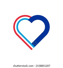 unity concept. heart ribbon icon of luxembourg and european union flags. vector illustration isolated on white background