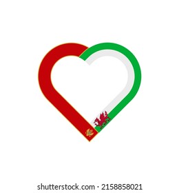 unity concept. heart ribbon icon of montenegro and wales flags. vector illustration isolated on white background