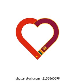 unity concept. heart ribbon icon of china and sri lanka flags. vector illustration isolated on white background
