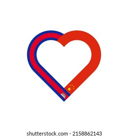 unity concept. heart ribbon icon of china and cambodia flags. vector illustration isolated on white background