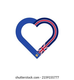 unity concept. heart ribbon icon of kosovo and united kingdom flags. vector illustration isolated on white background