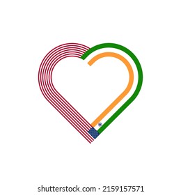unity concept. heart ribbon icon of united states and india flags. vector illustration isolated on white background