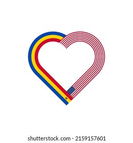 unity concept. heart ribbon icon of moldova and united states flags. vector illustration isolated on white background