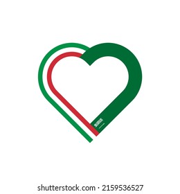 Einheitskonzept. Herzbandsymbol der kursiven und saudi-arabischen Flaggen. Vektorgrafik einzeln auf weißem Hintergrund