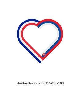 unity concept. heart ribbon icon of france and slovakia flags. vector illustration isolated on white background
