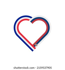 unity concept. heart ribbon icon of france and serbia flags. vector illustration isolated on white background