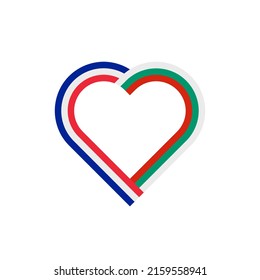 unity concept. heart ribbon icon of france and bulgaria  flags. vector illustration isolated on white background