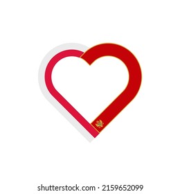 unity concept. heart ribbon icon of poland and montenegro flags. vector illustration isolated on white background